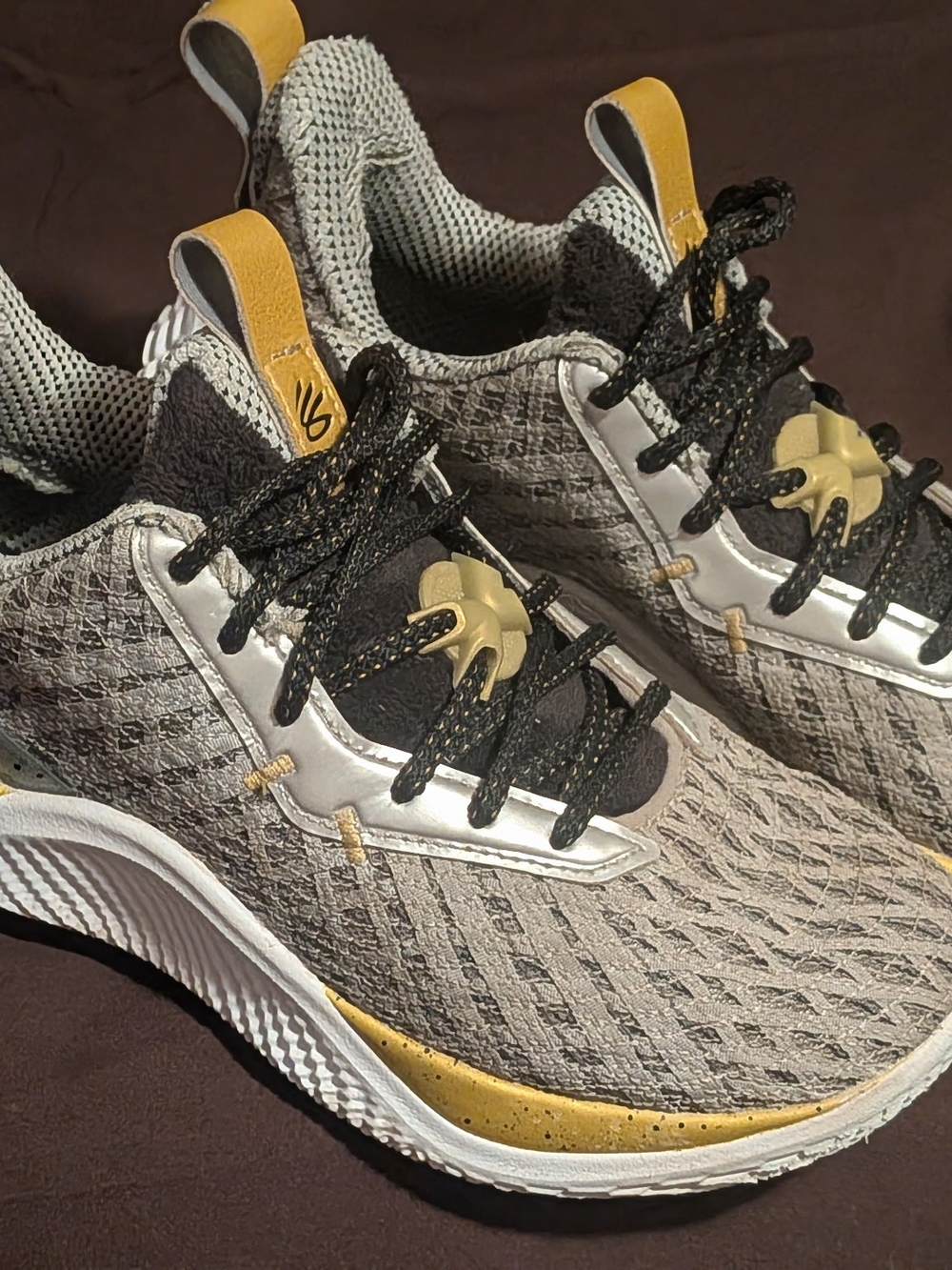 Under Armour Kids Gray and Gold Lightweight Sneakers